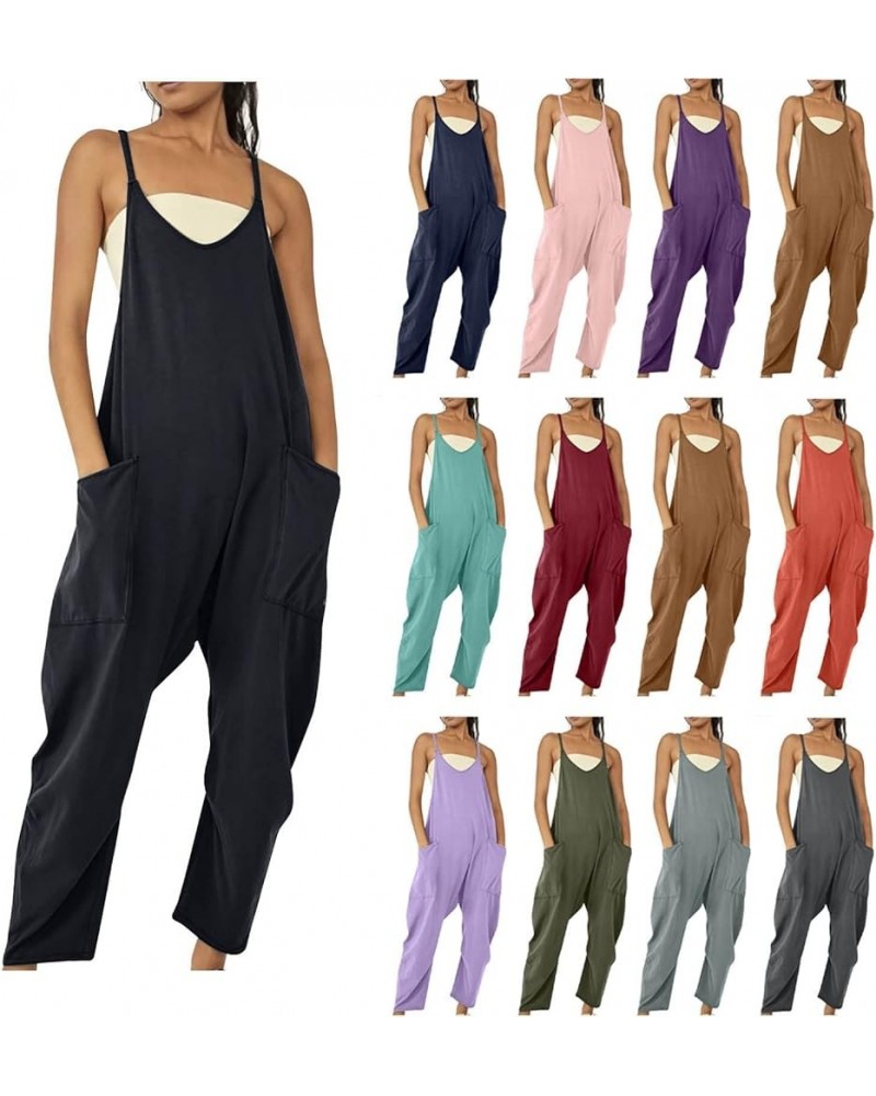 Jumpsuits for Women Dressy,Spaghetti Strap Casual Wide Leg Long Pant Romper With Pockets Sleeveless Loose Baggy Overalls 2024...