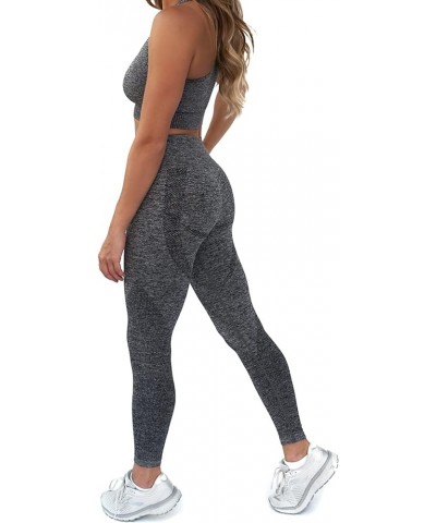 Konna Women's 2 Piece Seamless Workout Yoga Outfit - High Waist Leggings Set B-grey $20.29 Activewear