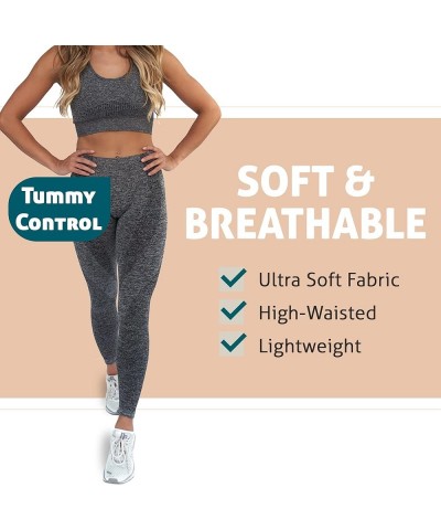 Konna Women's 2 Piece Seamless Workout Yoga Outfit - High Waist Leggings Set B-grey $20.29 Activewear