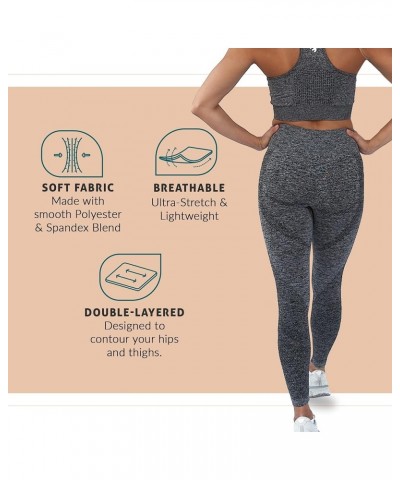 Konna Women's 2 Piece Seamless Workout Yoga Outfit - High Waist Leggings Set B-grey $20.29 Activewear