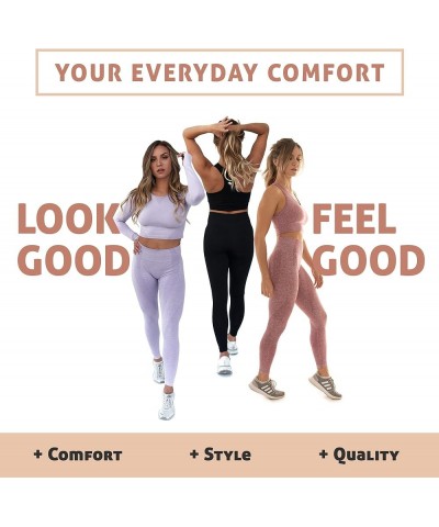 Konna Women's 2 Piece Seamless Workout Yoga Outfit - High Waist Leggings Set B-grey $20.29 Activewear