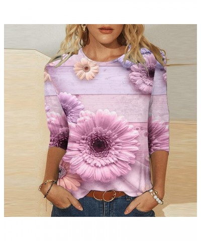 Valentine's Day Shirts for Women 3D Floral Printed 3/4 Sleeve Tops Dressy Crewneck Pullover Blouse Gift Tunic T-Shirt for Her...