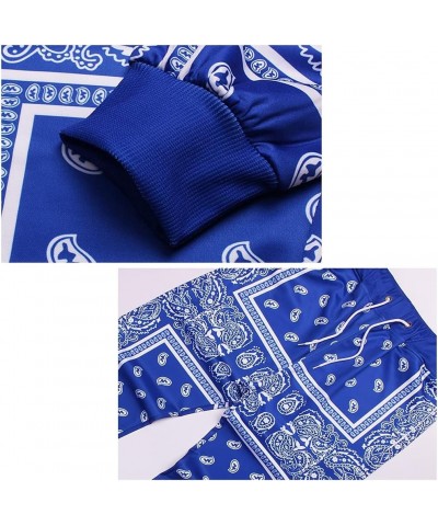 Blue Bandana Hoodie for Women Men Black Red Zipper Jacket Bandana Print Clothing Novelty T shirts Shorts Blue Pants $14.57 Ho...