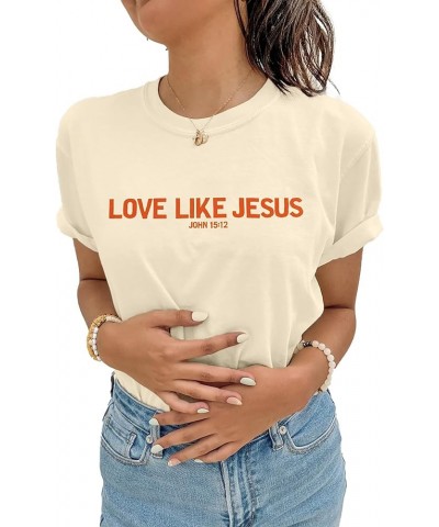 Love Like Jesus Religious Tees Shirt Women Jesus Faith Christian Shirts Dear Person Behind Me Short Sleeve T-Shirt Apricot $1...