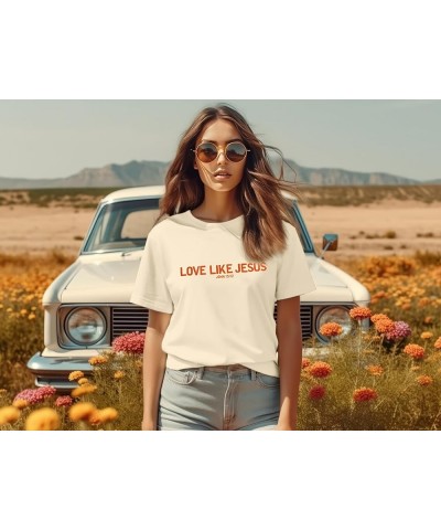 Love Like Jesus Religious Tees Shirt Women Jesus Faith Christian Shirts Dear Person Behind Me Short Sleeve T-Shirt Apricot $1...