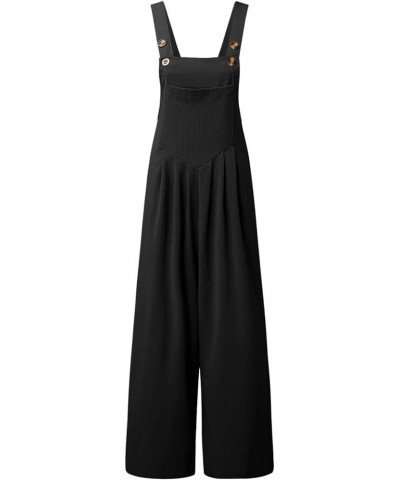 Womens Overalls Plus Size Womens Casual Loose Sleeveless Spaghetti Strap Wide Leg Pants Jumpsuit Rompers Z5-black $5.82 Overalls