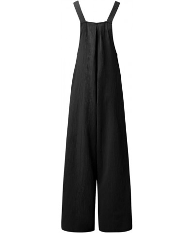 Womens Overalls Plus Size Womens Casual Loose Sleeveless Spaghetti Strap Wide Leg Pants Jumpsuit Rompers Z5-black $5.82 Overalls