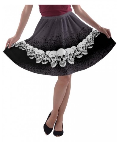 Womens Skater Skirt Skull Space Feather Rock & Roll Death Patchwork Party A-Line Skirt, XS-3XL Skull Head Violet $11.89 Skirts