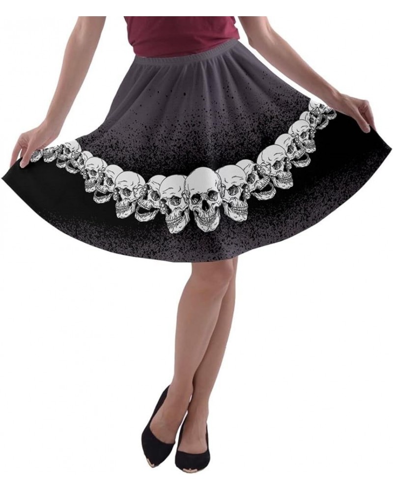 Womens Skater Skirt Skull Space Feather Rock & Roll Death Patchwork Party A-Line Skirt, XS-3XL Skull Head Violet $11.89 Skirts