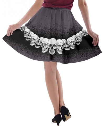 Womens Skater Skirt Skull Space Feather Rock & Roll Death Patchwork Party A-Line Skirt, XS-3XL Skull Head Violet $11.89 Skirts