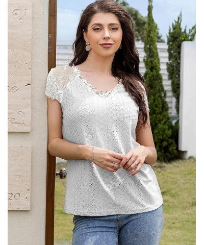 Womens Tops Short Sleeve Shirt Dressy Casual Blouses Tunics Top, S-XL T202-white $7.55 Tops