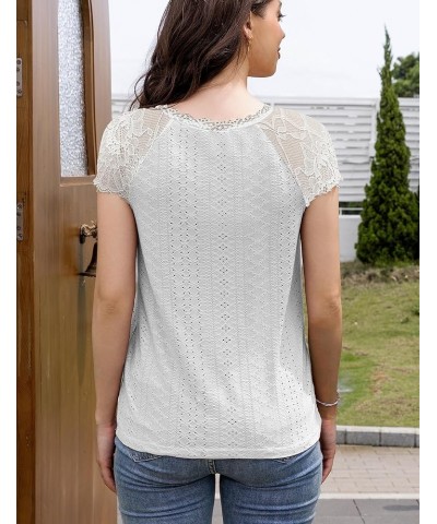 Womens Tops Short Sleeve Shirt Dressy Casual Blouses Tunics Top, S-XL T202-white $7.55 Tops