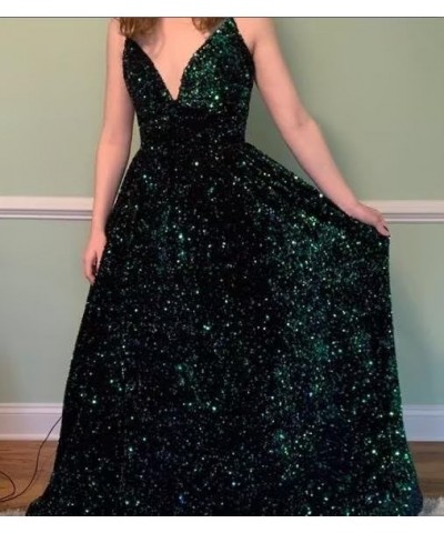 Spaghetti Straps Sequin Prom Dresses Long Ball Gown A Line Wedding Party Evening Gowns Peacock $48.88 Dresses