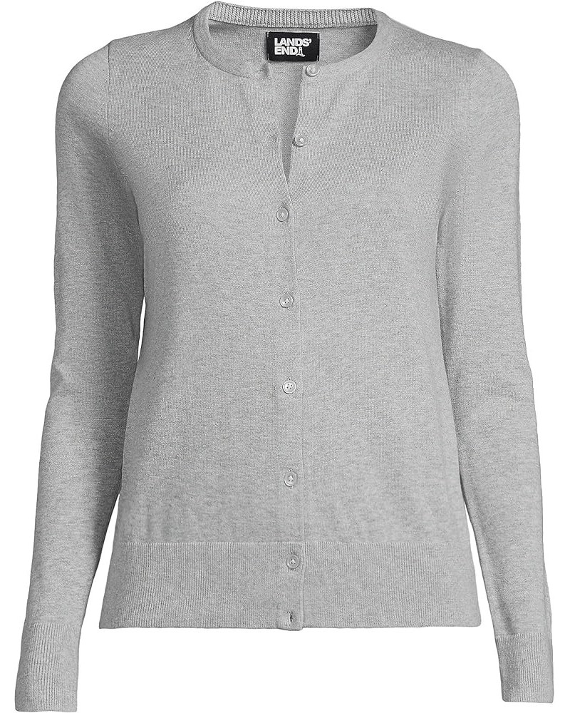 Women's Fine Gauge Cotton Cardigan Sweater Gray Heather $30.46 Sweaters