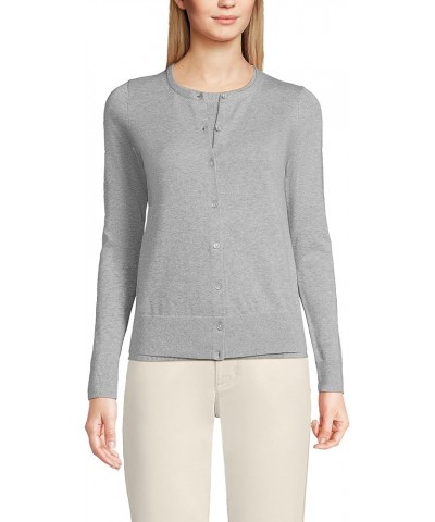 Women's Fine Gauge Cotton Cardigan Sweater Gray Heather $30.46 Sweaters