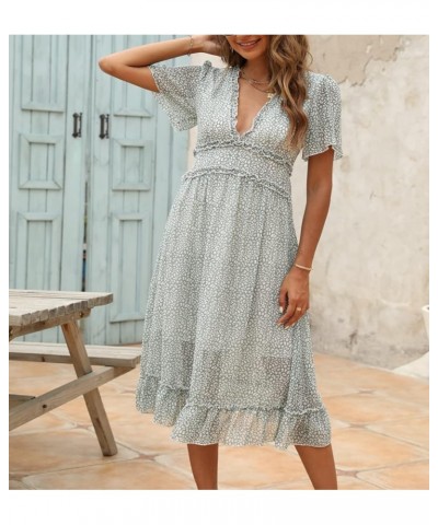 Boho One Shoulder Floral Printed Dress for Women Sleeveless Smocked Flowy Tiered Beach Party Maxi Dress Cred $8.54 Dresses