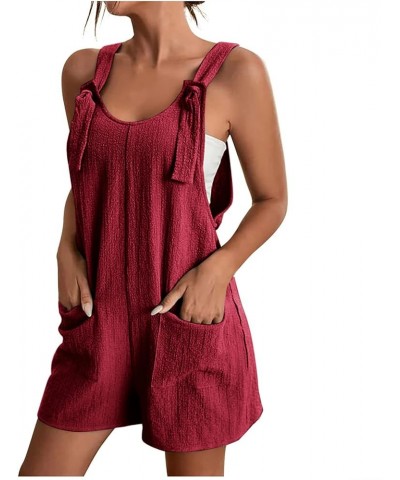 Womens Summer Short Jumpsuits Adjustable Strap Casual Rompers with Pockets Loose Fit Comfy Trendy Overalls 2023 20 Wine $8.04...