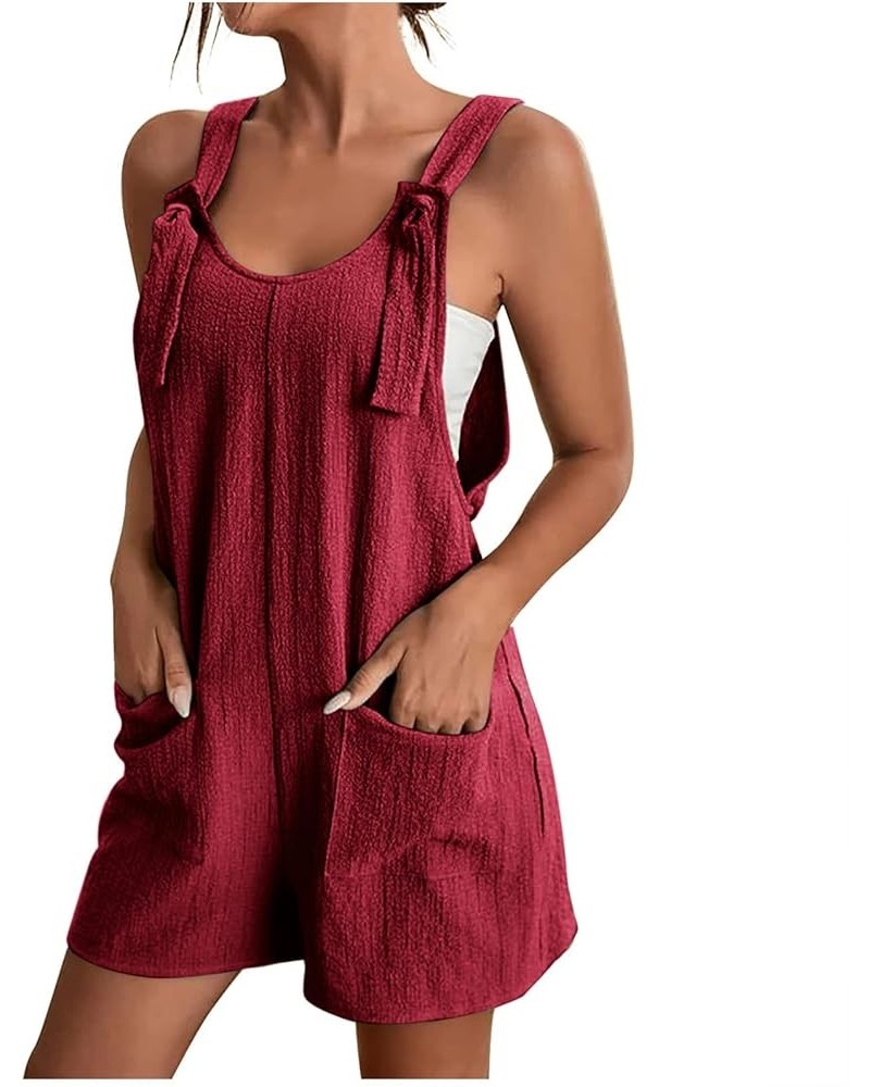 Womens Summer Short Jumpsuits Adjustable Strap Casual Rompers with Pockets Loose Fit Comfy Trendy Overalls 2023 20 Wine $8.04...