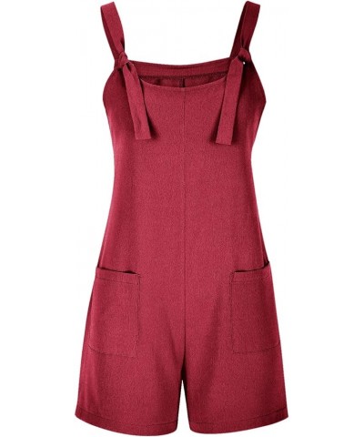 Womens Summer Short Jumpsuits Adjustable Strap Casual Rompers with Pockets Loose Fit Comfy Trendy Overalls 2023 20 Wine $8.04...