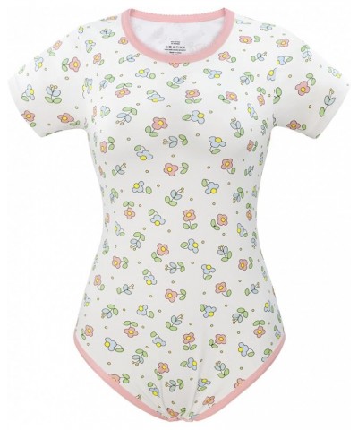 Cotton Romper Onesie Pajamas Bodysuit - Cottagecore Daisies Onesie Pink $20.51 Bodysuits