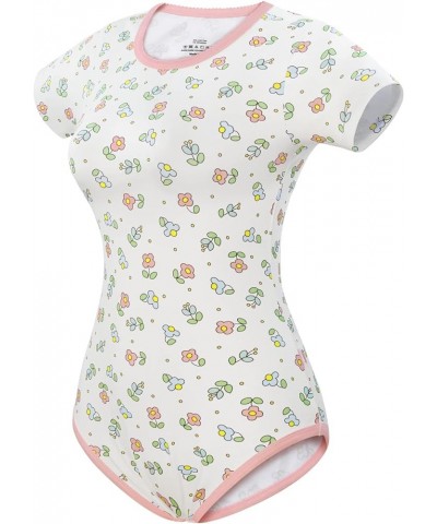 Cotton Romper Onesie Pajamas Bodysuit - Cottagecore Daisies Onesie Pink $20.51 Bodysuits