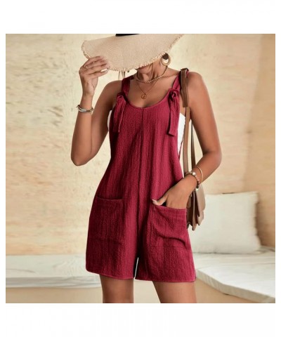 Womens Summer Short Jumpsuits Adjustable Strap Casual Rompers with Pockets Loose Fit Comfy Trendy Overalls 2023 20 Wine $8.04...