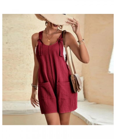 Womens Summer Short Jumpsuits Adjustable Strap Casual Rompers with Pockets Loose Fit Comfy Trendy Overalls 2023 20 Wine $8.04...