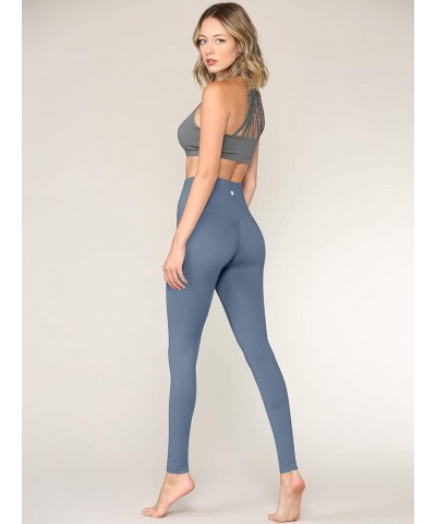 Peached Seamless Front & Side High Waisted Leggings with Inner Pocket Full-Length Yoga Pants Qb3018_steel_blue $11.17 Activewear