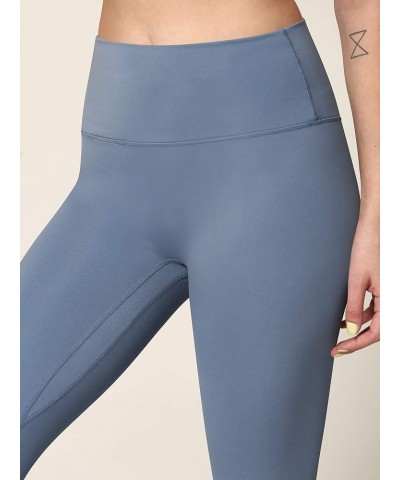 Peached Seamless Front & Side High Waisted Leggings with Inner Pocket Full-Length Yoga Pants Qb3018_steel_blue $11.17 Activewear