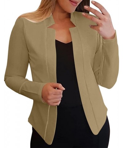 Casual Blazers for Women Three Quarter Sleeve Collared Cardigan Open Front Plain Jacket Lapel Coat Winter Fitted Trendy Q19-k...