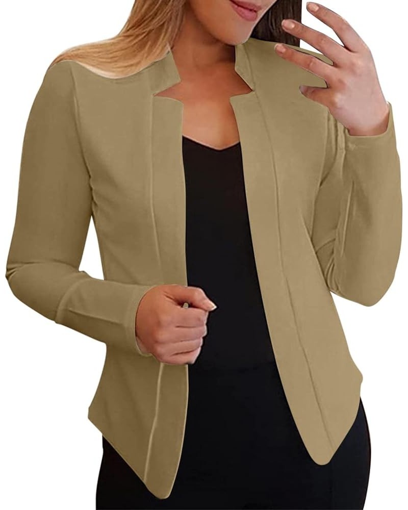 Casual Blazers for Women Three Quarter Sleeve Collared Cardigan Open Front Plain Jacket Lapel Coat Winter Fitted Trendy Q19-k...