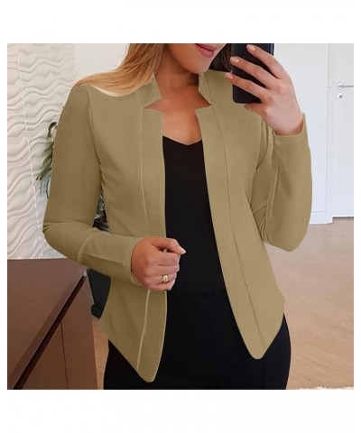 Casual Blazers for Women Three Quarter Sleeve Collared Cardigan Open Front Plain Jacket Lapel Coat Winter Fitted Trendy Q19-k...