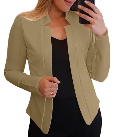 Casual Blazers for Women Three Quarter Sleeve Collared Cardigan Open Front Plain Jacket Lapel Coat Winter Fitted Trendy Q19-k...