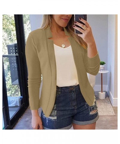 Casual Blazers for Women Three Quarter Sleeve Collared Cardigan Open Front Plain Jacket Lapel Coat Winter Fitted Trendy Q19-k...