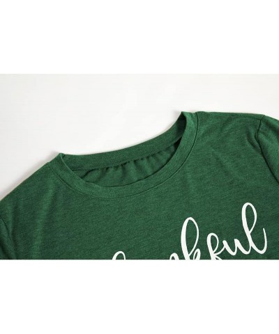 Women's T Shirts Summer Tops Simple Heart Graphic Shirts Sayings Short Sleeve Vacation Casual Blouse Thankful Tee Green $11.0...