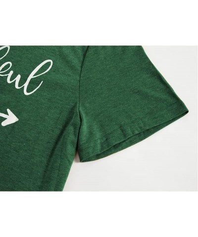 Women's T Shirts Summer Tops Simple Heart Graphic Shirts Sayings Short Sleeve Vacation Casual Blouse Thankful Tee Green $11.0...