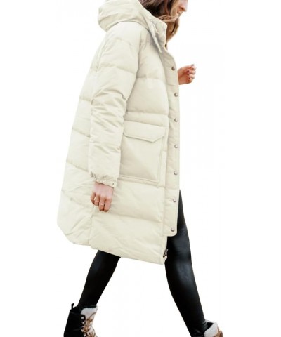 Womens Puffer Long Quilted Jackets Hooded Zip Puff Coats with Pockets White $14.00 Jackets