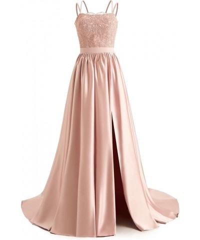 Spaghetti Straps Prom Dresses for Women Long Lace Appliques Formal Ball Gowns Evening Dresses with Pockets Rose Gold $45.09 D...