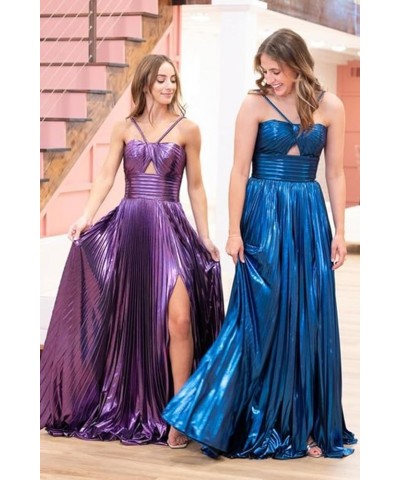 Sparkly Satin Prom Dresses Long with Slit Empire Waist A Line Keyhole Satin Formal Party Dress for Women AG083 Purple $29.99 ...