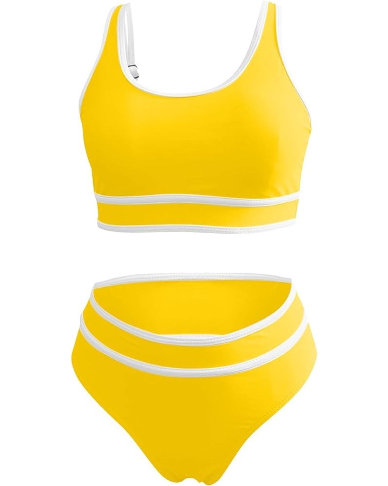 Womens Swimsuits High Waisted Bikini Set Tank Top Tankini Tops with Swim Bottoms Beach Resort Wear Yellow Bikini Sets $13.28 ...