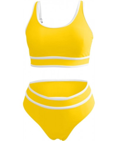 Womens Swimsuits High Waisted Bikini Set Tank Top Tankini Tops with Swim Bottoms Beach Resort Wear Yellow Bikini Sets $13.28 ...