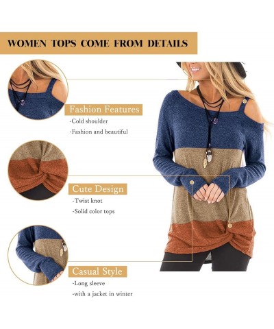 Women's Cold Shoulder Tops: Long Sleeve Casual Shirts Twist Knot Top Tunic Blouse Tshirt S-2XL Long Sleeve-khaki Block $17.69...