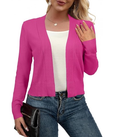 Women Long Sleeve Cropped Knit Sweater Cardigans Open Front Bolero Shrug 8-rose $14.88 Sweaters