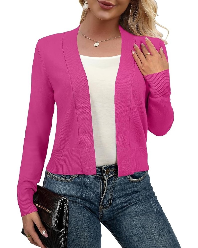 Women Long Sleeve Cropped Knit Sweater Cardigans Open Front Bolero Shrug 8-rose $14.88 Sweaters