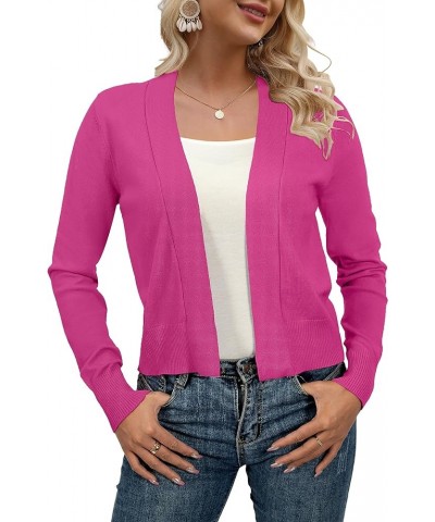 Women Long Sleeve Cropped Knit Sweater Cardigans Open Front Bolero Shrug 8-rose $14.88 Sweaters