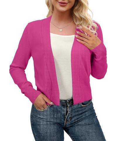 Women Long Sleeve Cropped Knit Sweater Cardigans Open Front Bolero Shrug 8-rose $14.88 Sweaters