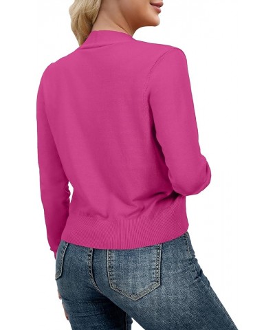 Women Long Sleeve Cropped Knit Sweater Cardigans Open Front Bolero Shrug 8-rose $14.88 Sweaters