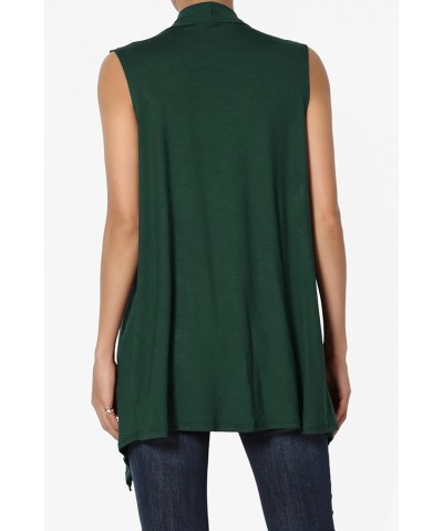 Women's Long Vests Sleeveless Draped Lightweight Open Front Cardigan Hunter Green $11.76 Sweaters