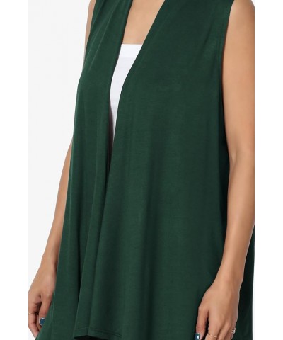 Women's Long Vests Sleeveless Draped Lightweight Open Front Cardigan Hunter Green $11.76 Sweaters