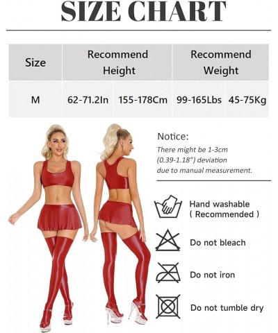 Women's Oil Shiny Mini Skirts Sexy Slim Fit Bodycon Pleated Skirt Club Party Pencil Mini Skirt Lingerie 01-red $11.76 Skirts